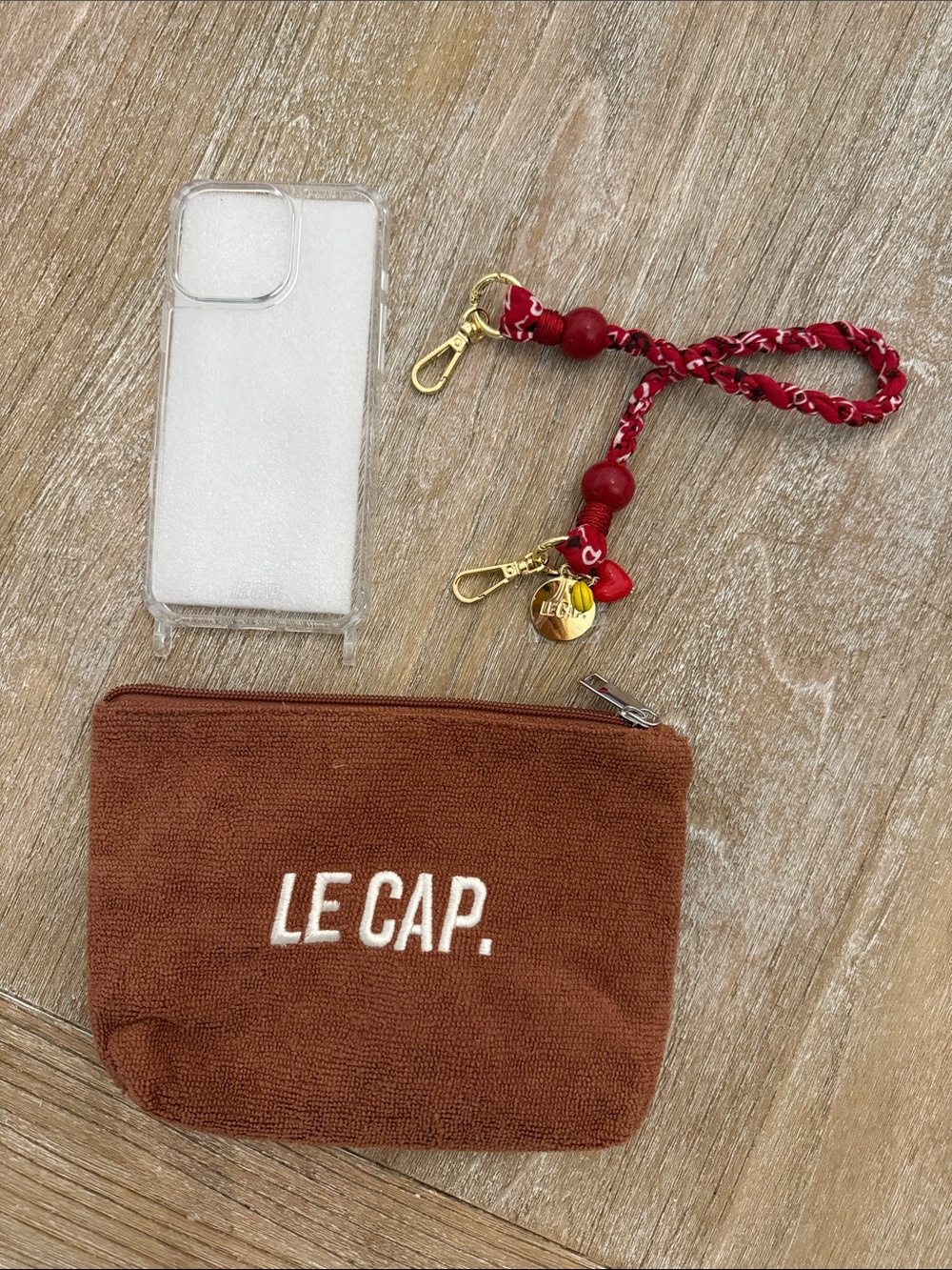 Le Cap Red Bandana Wrist Phone Strap with Accessories